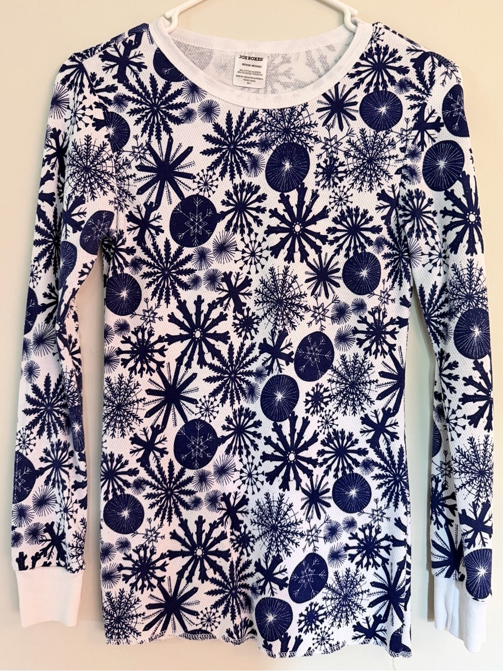 Vintage 90s Joe Boxer Snowflake Pront Crewneck Thermal Top M Medium